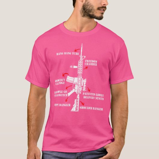 Ar15図プロおもしろいガン愛好家の場合 Tシャツ (正面)