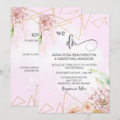 *～* AR15 フラワー ウェ ドゥ ジオメトリック RSVP QR ウェディング 招待状 (正面/裏面)