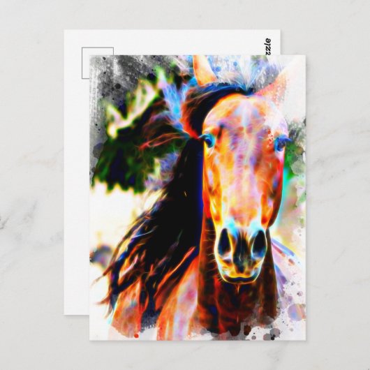 *~* AR22馬はっきりしたの芸術的アートプリント ポストカード (正面/裏面)