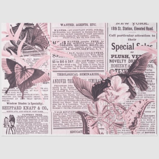 * AR23バタフライフローラフラワーヴィンテージデコパージ  薄葉紙 (正面)