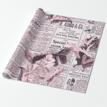 * AR23バタフライ・フローラ・フラワー・ヴィンテージ・ニュースプリント