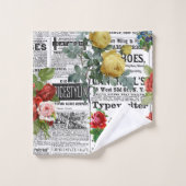 ※AR23フローラフラワーヴィンテージ新聞 バスタオルセット (ウォッシュタオル)