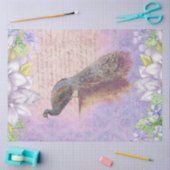 *~* AR23ヴィンテージフラワーズピーコックデフランスのコパージュ 薄葉紙 (クラフト)