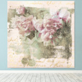** AR23牡丹フローラ手書きヴィンテージ ビクトリアン キャンバスプリント (インサイチュ (ウッドフロア))
