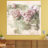 ** AR23牡丹フローラ手書きヴィンテージ ビクトリアン キャンバスプリント (インサイチュ (リビング))
