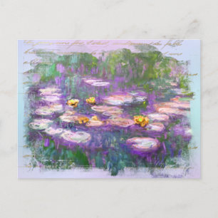 ** AR23 Monet Lily Pads池の古い手書きポスト ポストカード