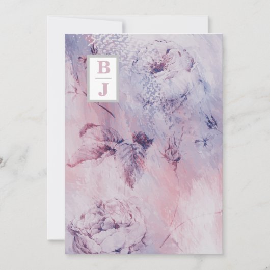 *~ AR26イニシャルブーケRSVPヴィンテージQR 結婚s 招待状 (正面)