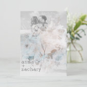 *~* AR26パステルQRヴィンテージRSVP写真結婚s 招待状 (スタンド正面)