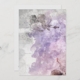 *~* AR26ラベンダーQRヴィンテージRSVP写真結婚s 招待状