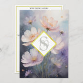 * AR26 コスモス フラワー モノグラム QR 返信 結婚式 招待状 (正面/裏面)