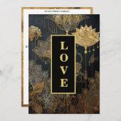 *~AR26 38 QR金ゴールドレース愛RSVPヴィンテージウェディング 招待状 (正面/裏面)