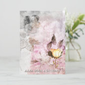 *~* AR26 Pink 12 QR Victorian RSVP PHOTO Wedding 招待状 (スタンド正面)