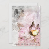 *~* AR26 Pink 12 QR Victorian RSVP PHOTO Wedding 招待状 (正面/裏面)