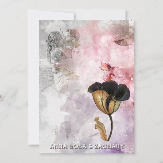 *~* AR26 Pink 15 QR Victorian RSVP PHOTO Wedding 招待状 (正面)