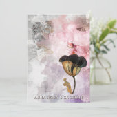 *~* AR26 Pink 15 QR Victorian RSVP PHOTO Wedding 招待状 (スタンド正面)