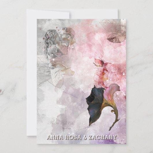 *~* AR26 Pink 29 QR RSVPビクトリアン写真結婚s 招待状 (正面)