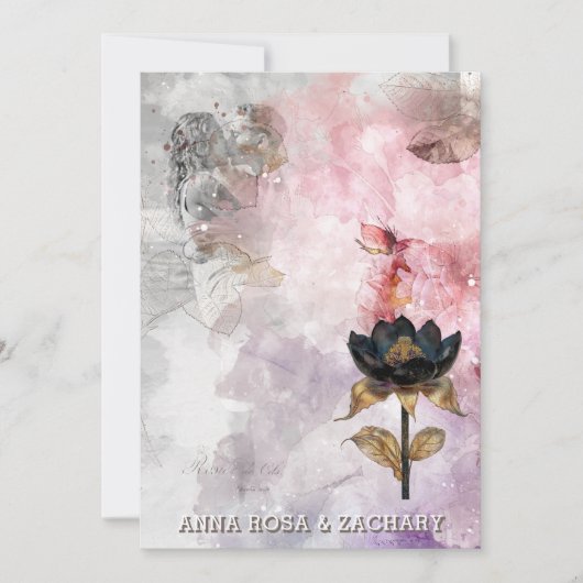 *~* AR26 Pink 30 QR RSVPビクトリアン写真結婚s 招待状 (正面)