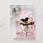 *~* AR26 Pink 4 QR Victorian RSVP PHOTO Wedding 招待状 (正面/裏面)