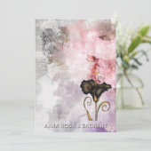 *~* AR26 Pink 7 QR Victorian RSVP PHOTO Wedding 招待状 (スタンド正面)