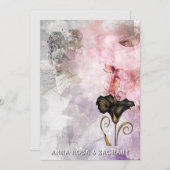 *~* AR26 Pink 7 QR Victorian RSVP PHOTO Wedding 招待状 (正面/裏面)