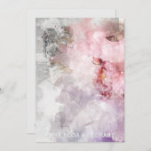 *~* AR26 Pink QR RSVP写真ビクトリアンs結婚 招待状 (正面/裏面)