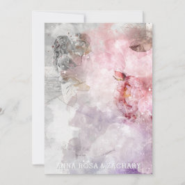 *~* AR26 Pink QR RSVP写真ビクトリアンs結婚 招待状