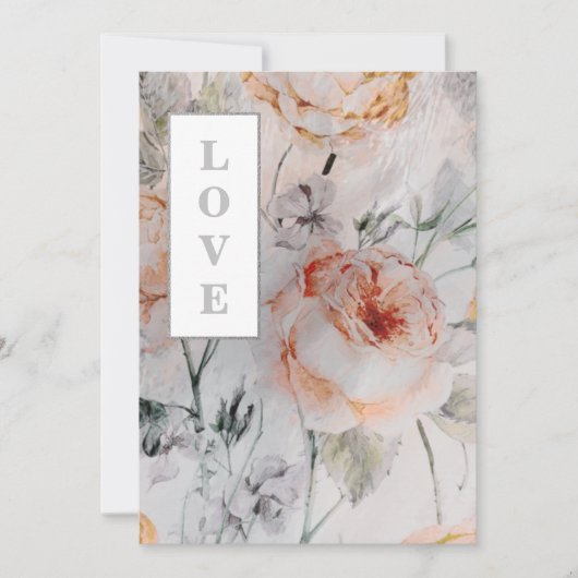 *~ AR26 Romance Flower QR RSVPs ビクトリアン 結婚 招待状 (正面)