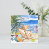 *~* AR29シーサンドサンビーチ女性任意のイベントDIY 招待状 (スタンド正面)