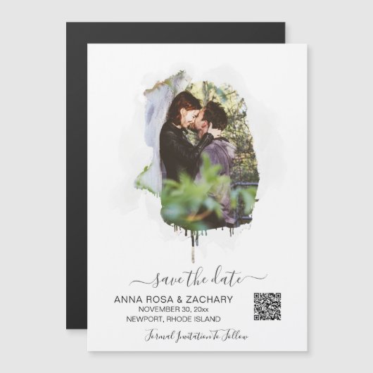 *~* AR6ウェディング日付QRコードを保存する – ウェブサイト マグネット招待状 (正面/裏面)