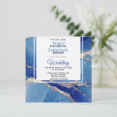 *~* AR66粉末BLue金ゴールドアガートRSVP QR 結婚's 招待状 (スタンド正面)