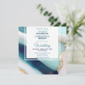 〜 AR66 QR 返信お願いします アゲート マーブル ゴールド ウェディング 招待状 (スタンド正面)