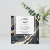 *~* AR66 RSVPブラック金ゴールドアゲートQR 結婚s 招待状 (スタンド正面)