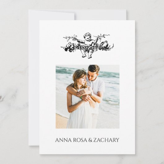 *～* AR6 QR写真RSVP 結婚' Cherub 招待状 (正面)