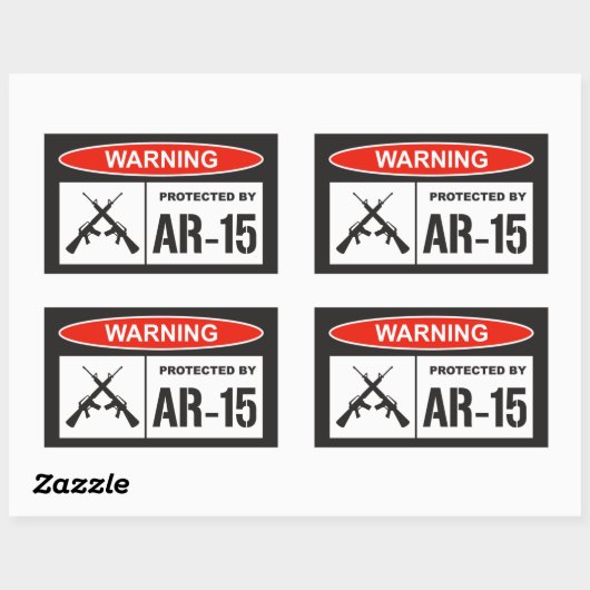 AR-15で守られたホームビジネス 警告 長方形シール (シート)