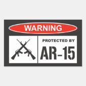 AR-15で守られたホームビジネス 警告 長方形シール (正面)