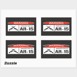 AR-15で守られたホームビジネス 警告 長方形シール