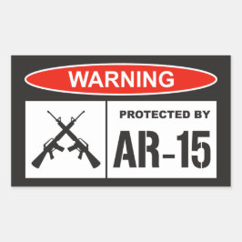 AR-15で守られた警告ホームビジネス   長方形シール