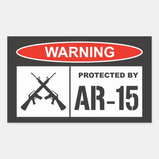 AR-15で守られた警告ホームビジネス 長方形シール (正面)
