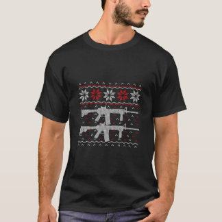 Ar 15スタイルライフル醜いクリスマス第2補正Gif Tシャツ