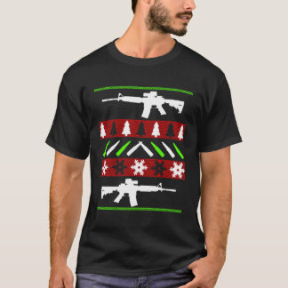 Ar-15ライフル醜いクリスマスセーター – ガンおもしろいロン tシャツ