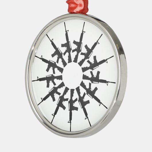 AR-15銃の武器の万華鏡のように千変万化するパターンのデザイン メタルオーナメント (左)