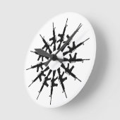 AR-15銃の武器の万華鏡のように千変万化するパターンのデザイン ラウンド壁時計 (傾斜)