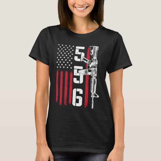 Ar 15 American Flag Correction 556 Tシャツ (正面)