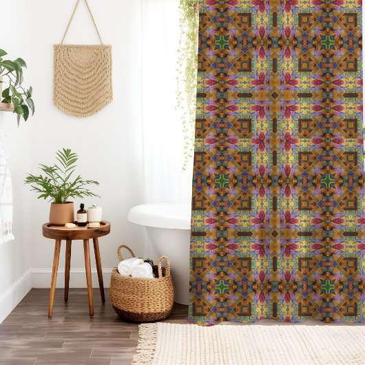 Arabesque Hearts Fractal Pattern   シャワーカーテン