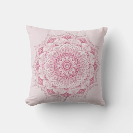 Arabesque Mandala Pillow – Pink Geometric Decorati クッション (正面)