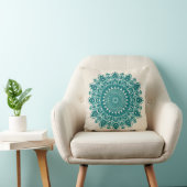 Arabesque Mandala Pillow – Teal Geometric Accent C クッション (椅子)