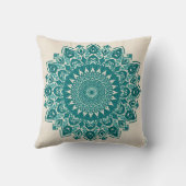 Arabesque Mandala Pillow – Teal Geometric Accent C クッション (裏面)