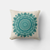 Arabesque Mandala Pillow – Teal Geometric Accent C クッション (正面)