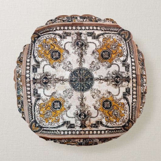 arabesque marble texture abstract vintage backgrou ラウンドクッション (正面)