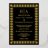 Arabesque Palm Frame #1 Wedding Couple Initials 箔シーズンカード (正面)